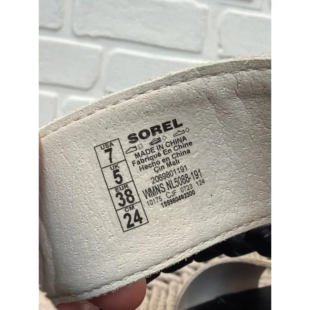 Sorel Platform Sandals Beige Suede Braided Strap Size 7